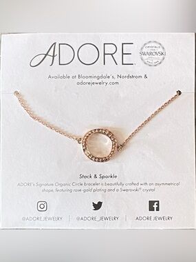 Adore Rose Gold Crystal-Accented Organic Circle Bracelet